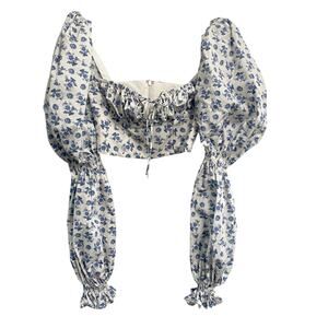 House of CB Millicent Blue Floral Corset Top Woman’s Size XS Coquette Romance